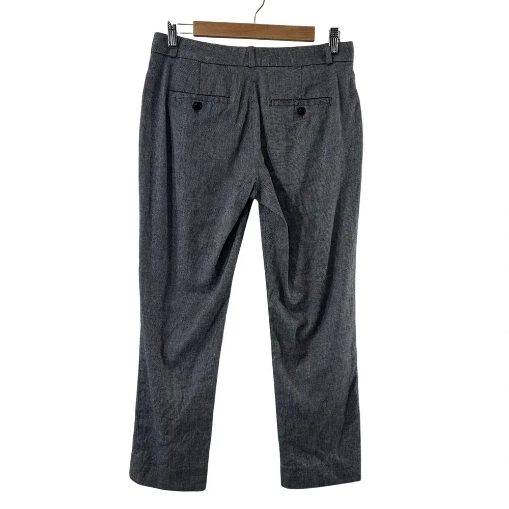 Banana Republic Avery Pants Womens 4 Gray Linen Blend Straight Leg Workwear